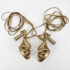 Chanel Cruise 2018 Gold Metallic Greek Parthenon Wrap CC Platform Sandals EU 39